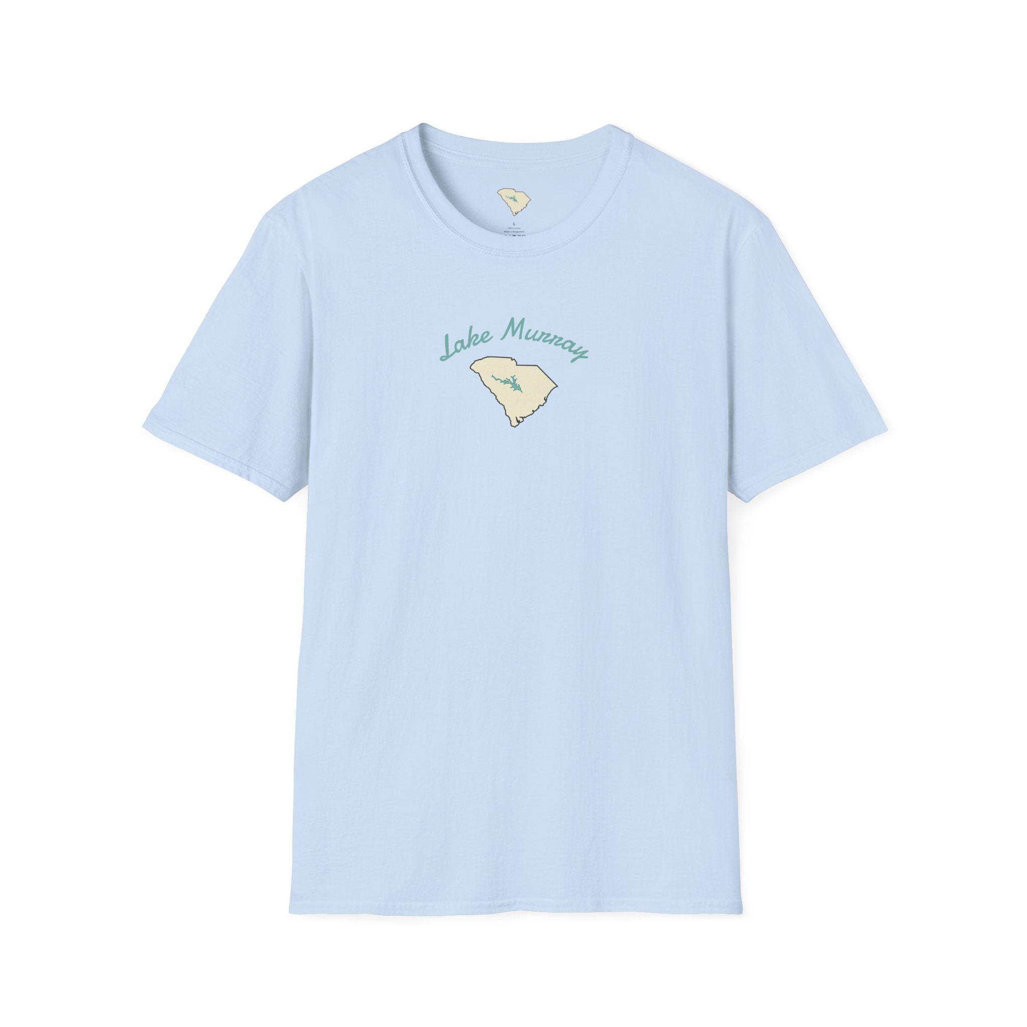 Light Blue Lake Murray T-Shirt — South Carolina Lake Map Tee
